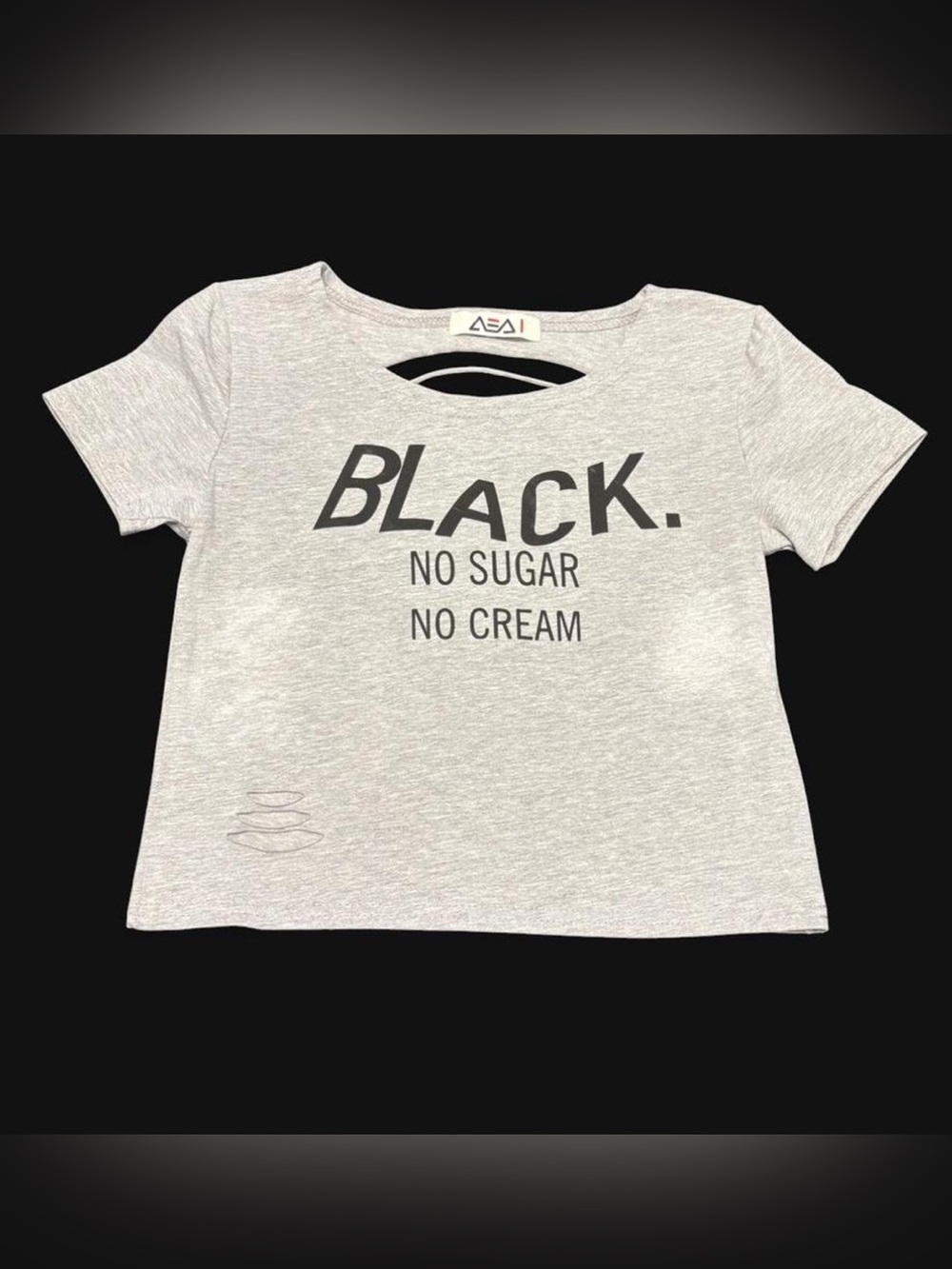 Women’s Graphic Tee - Gray "BLACK. No Sugar No Cream" Coffee Tee